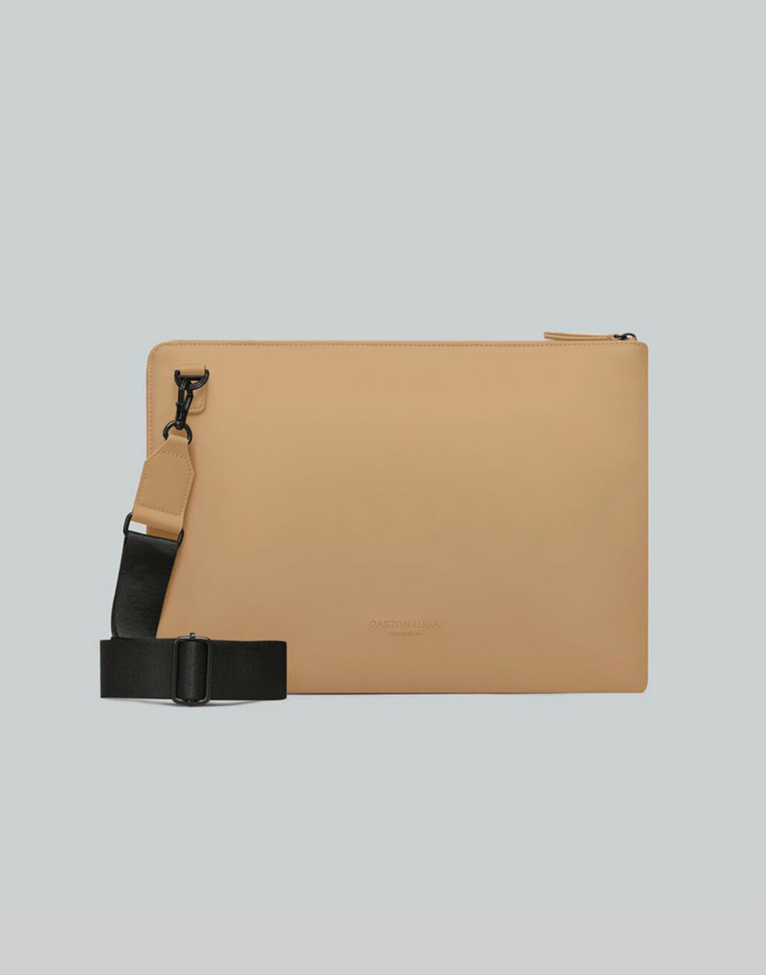 Porta laptop Spläsh 16" Latte, vista frontal con correa