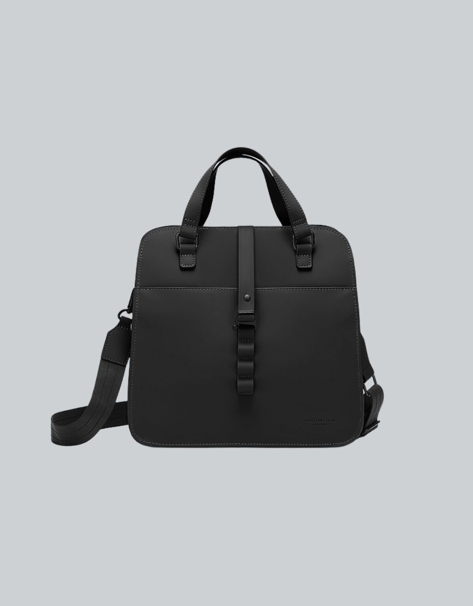 Bolso Spläsh Cleo Crossbody Negro, vista frontal con asas cortas y correa